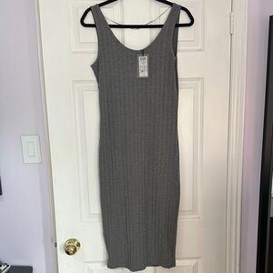 Vero Moda Charcoal Ribbed Midi Dress